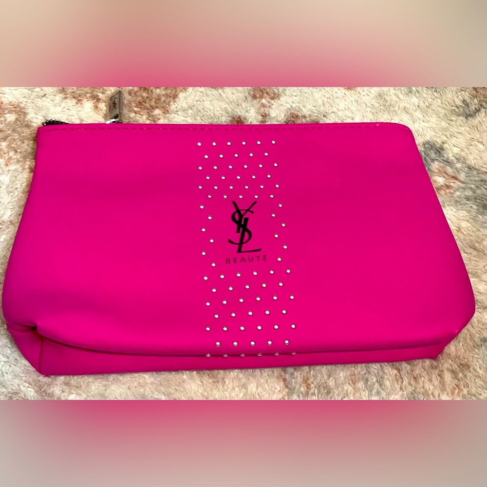 YSL Pouch with YSL beauty items
